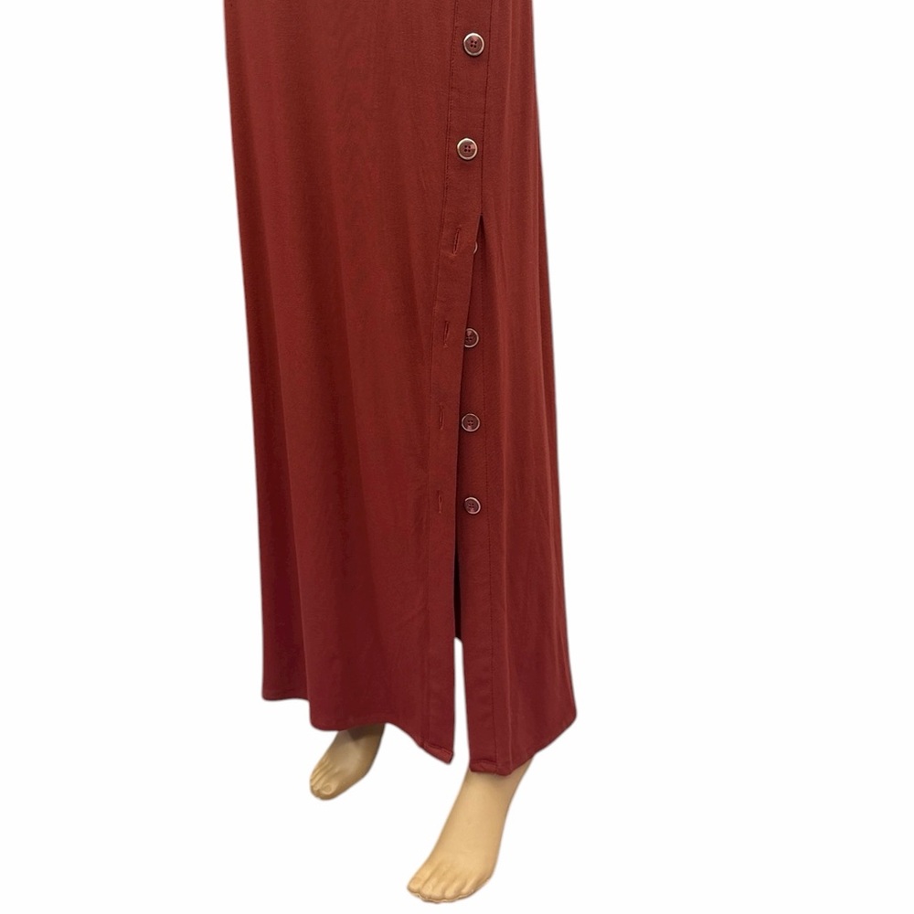 Premise Rust Sleeveless Maxi Dress with Button Slit Front Womens Small - Picture 3 of 13